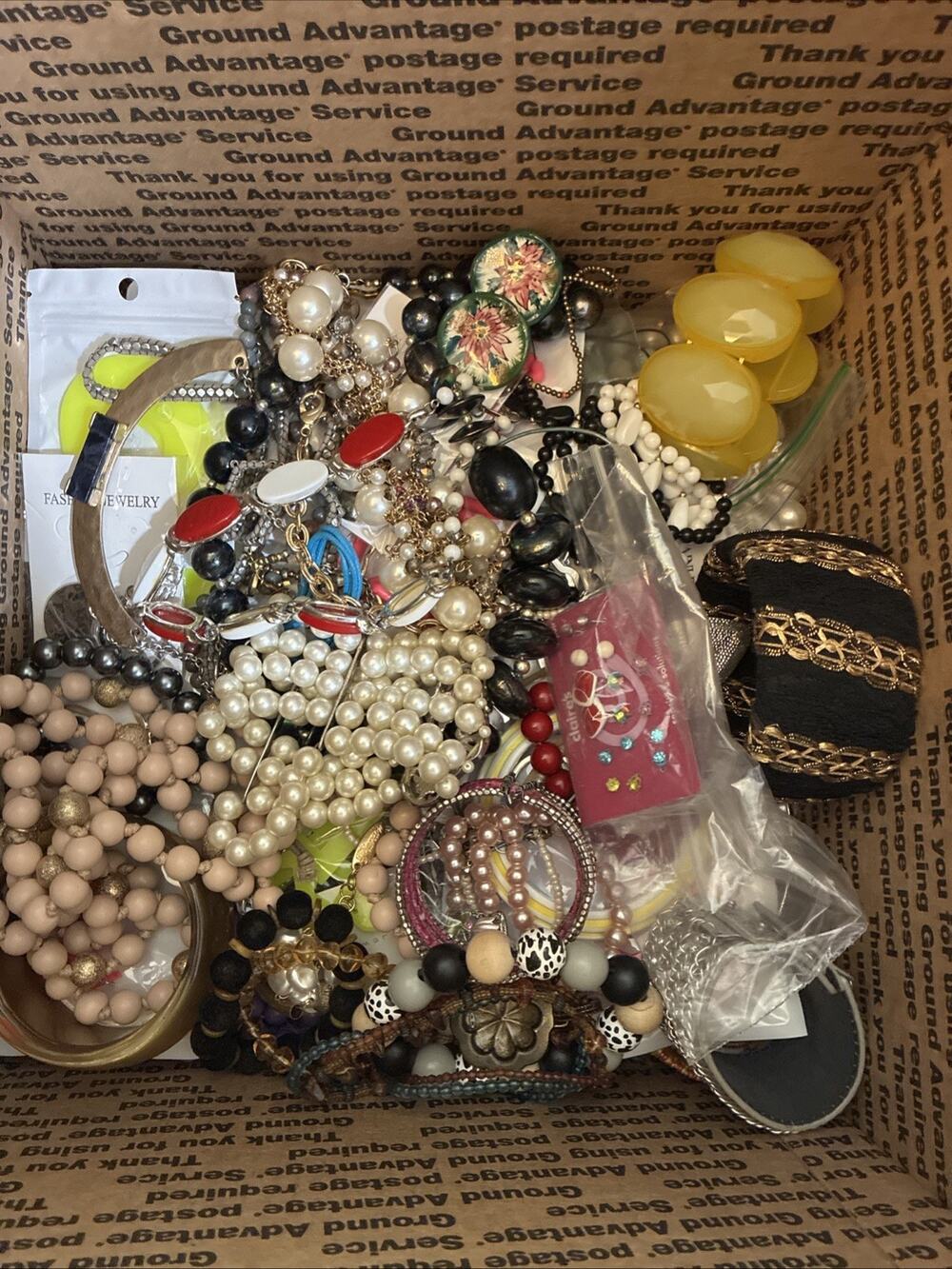5 Pound Lb Lot Jewelry VTG New Junk Art Craft Treasure Box MYSTERY LOT